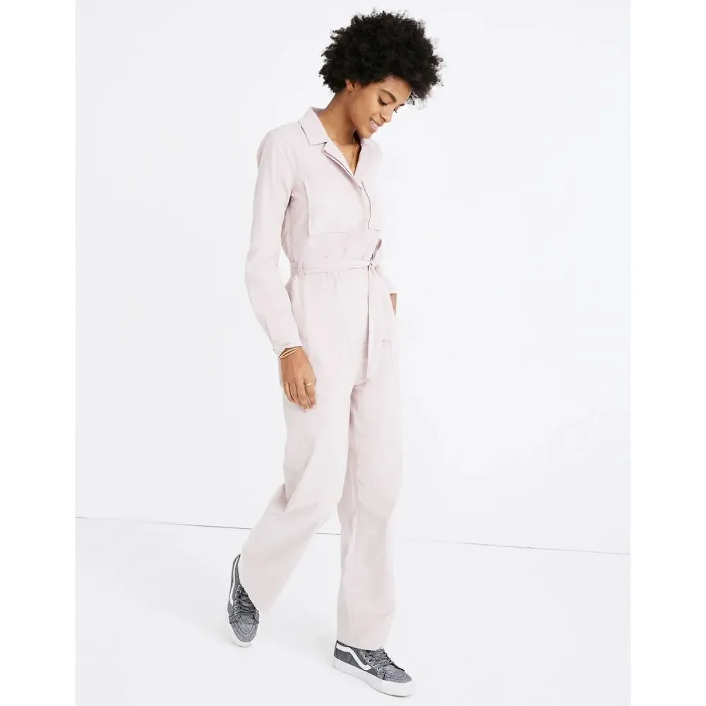Madewell Pink Corduroy Belted Jumpsuit Size 0